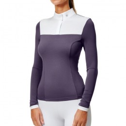 Equestrian stockholm FW25 Dark Violet White Fine Line Competition Top