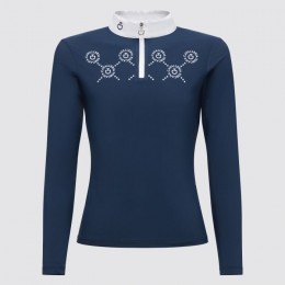 Cavalleria Toscana FW'23 CT Mini Orbit Print Jersey L/S Competition Zip Polo Girls