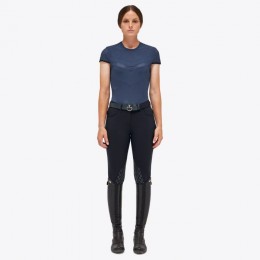 Cavalleria Toscana SS'23 Perforated Jersey CT Emblem T-shirt Solid Inserts Women