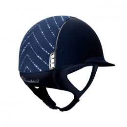 Samshield Shadowmat blue Chevron blauw top alcantara FB silver trim blason