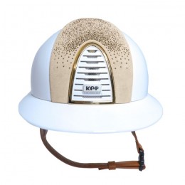 KEP Italia 2.0 Polish White Polo Shaded Swarovski Light Beige gold frame cognac strap