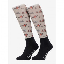 LeMieux AW25 Footsie Christmas socks robins Almond