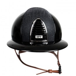 Kep Italia Cromo 2.0 black polish polo galassia front cognac strap silver frame