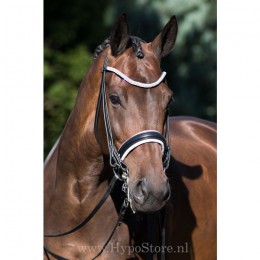 Premiera ''Levanto'' Black / White padded double bridle with crystal browband