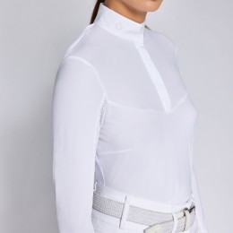 Cavalleria Toscana SS'24 CT Jersey Perforated Inserts L/S Button Competition Polo Woman