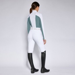 Cavalleria Toscana SS'24 CT Jersey Perforated Inserts L/S Button Competition Polo Woman