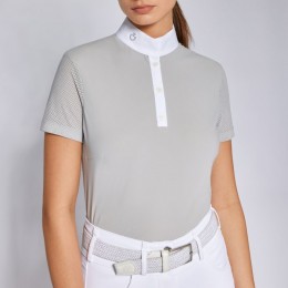 Cavalleria Toscana SS'24 CT Perforated Jersey S/S Button Competition Polo Woman