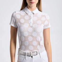 Cavalleria Toscana SS25 CT Perforated Jacquard Jersey S/S Training Polo Women