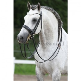 Premiera ''Prades'' Black double bridle with crystal browband, gold buckles