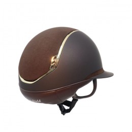 Samshield 2.0 Miss Shield Brown Shadowmatt Alcantara Top Frontalband Gold Trim Blason