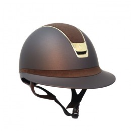 Samshield 2.0 Miss Shield Brown Shadowmatt Alcantara Top Frontalband Gold Trim Blason