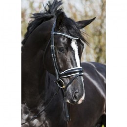 Premiera "Verona" black anatomical bridle with white padded noseband