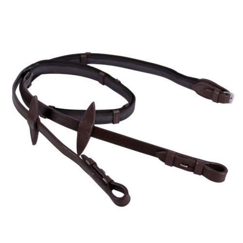 QHP Anti-slip reins with leather stops