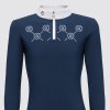 Cavalleria Toscana FW'23-Каратный трикотаж с принтом Mini Orbit, L / S, для девочек-поло на молнии Competition