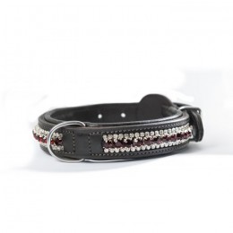 Equestrian Stockholm dog collar Bordeaux Crystal