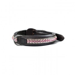 Equestrian Stockholm dog collar Pink Crystal