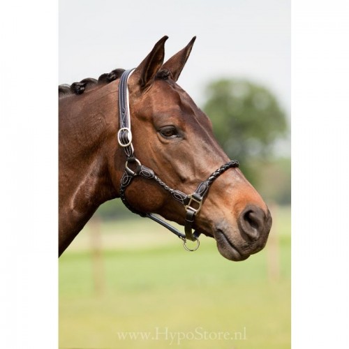 Premiera ''Vienna'' Black leather halter with white padding