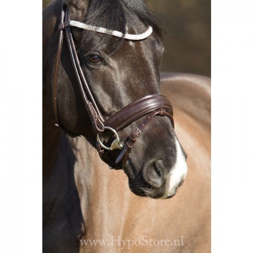 Premiera ''Imperia'' brown rolled bridle with crystal browband, silver buckles