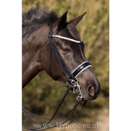 Premiera ''Prades'' Black double bridle with white padding and crystal browband