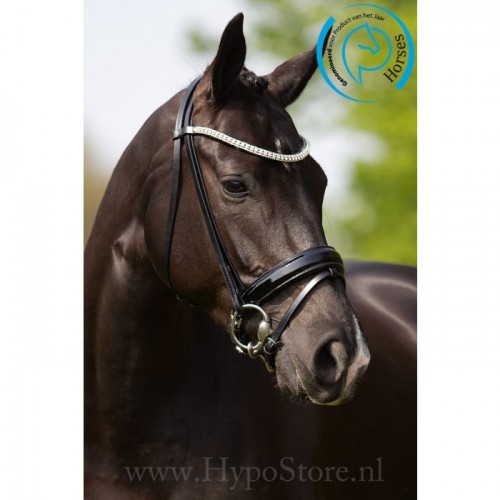 Premiera "Athena" black bridle with patent leather noseband, silver buckles