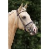 Premiera ''Monaco'' Brown bridle with white padded patent leather noseband, silver buckles