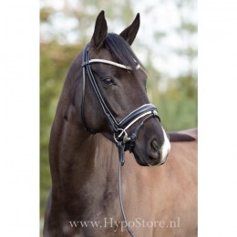 Premiera ''Imperia'' black rolled bridle with white padding and crystal browband