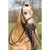Premiera ''Levanto'' Brown / White padded double bridle with crystal browband