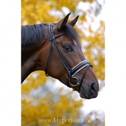Premiera ''Monaco'' Black bridle with white padded patent leather noseband, silver buckles