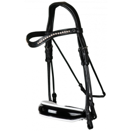 Dyon double bridle pating white padded rolled leather