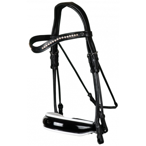 Dyon double bridle pating white padded rolled leather
