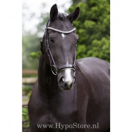 Premiera "Savona" brown bridle with white padded drop patent leather noseband and anatomically shaped headpiece