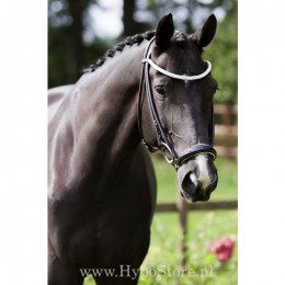 Premiera "Novara" Brown rolled bridle with white padded drop patent leather noseband