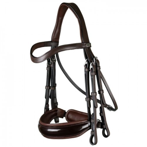 Dyon Double bridle with wide patent leather noseband