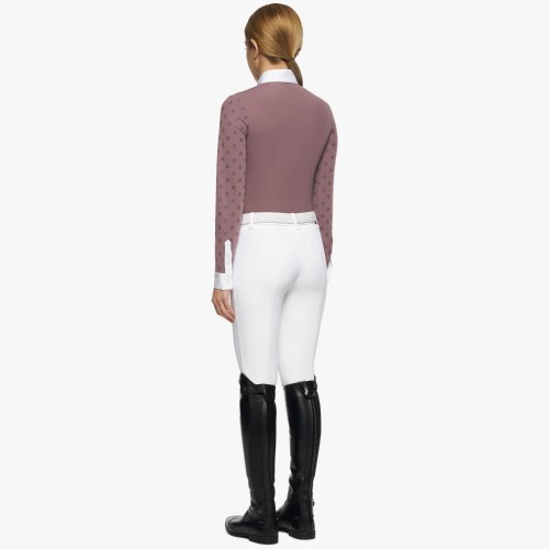 Cavalleria Toscana FW'22 Mini CT Print L/S Brushed Jersey Zip Competition Polo Girls