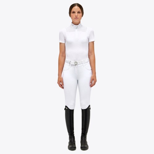 Cavalleria Toscana SS'23 Lightweight Piqué Short-Sleeve Zip Show Shirt Ladies