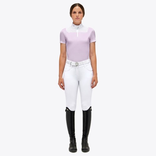 Cavalleria Toscana SS'23 Lightweight Piqué Short-Sleeve Zip Show Shirt Ladies
