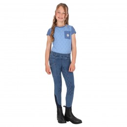QHP SS26 Rosalynn детские леггинсы для верховой езды с полной леей Denim