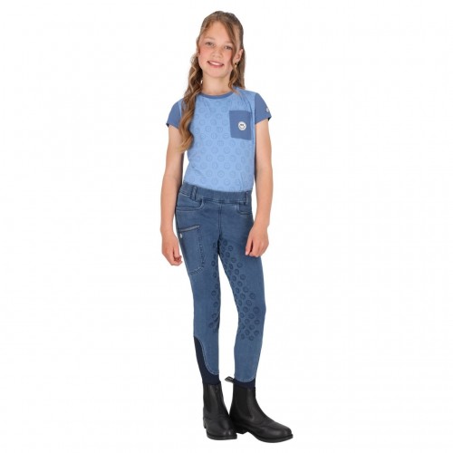 QHP SS26 Rosalynn Junior Riding Tights Full Grip Denim
