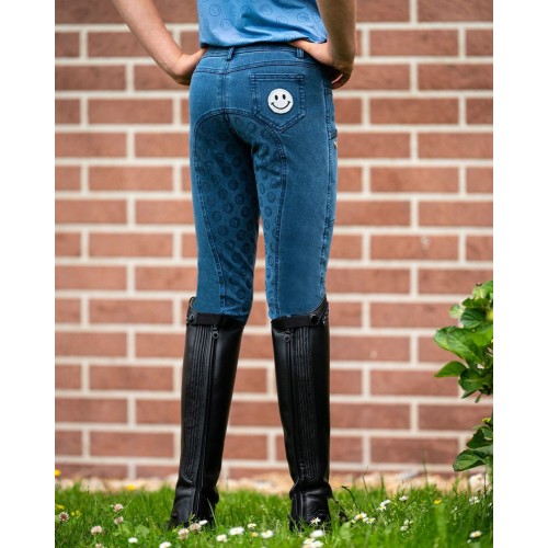 QHP SS26 Rosalynn Junior Riding Tights Full Grip Denim