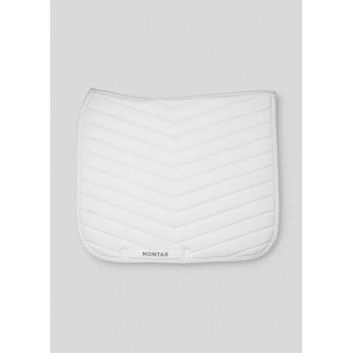 Montar SS26 Fair Dressage Saddle Pad with gunmetal crystals White