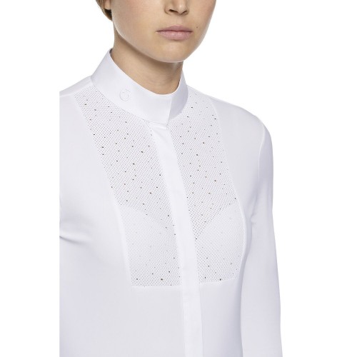 Cavalleria Toscana SS'22 Embossed Stripe Bib L/S Competition Shirt Ladies