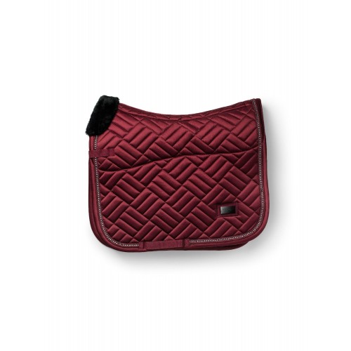 Equestrian Stockholm FW25 Holiday Dressage Saddle Pad Vegan Fur Crystal Bordeaux