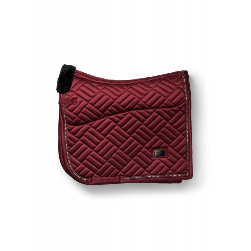 Equestrian Stockholm FW25 Holiday Dressage Saddle Pad Vegan Fur Crystal Bordeaux