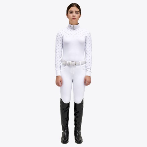 Cavalleria Toscana FW'22 Mini CT Print L/S Brushed Jersey Zip Competition Polo Girls