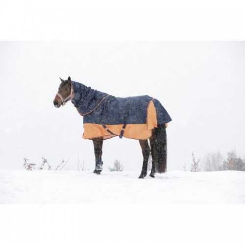 EQUITHÈME Tyrex 600D Turnout Rug Navy/Orange