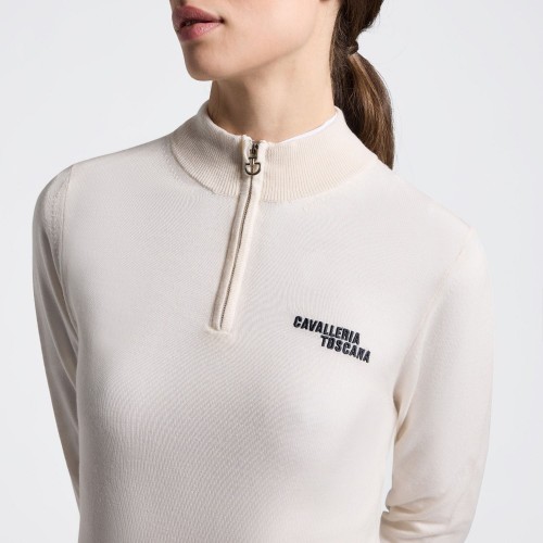 Cavalleria Toscana SS26 CT Women's Merino Half-Zip Turtleneck Sweater