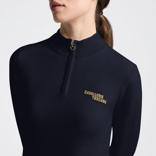 Cavalleria Toscana SS26 CT Women's Merino Half-Zip Turtleneck Sweater