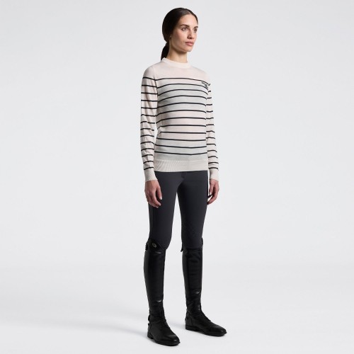 Cavalleria Toscana SS26 CT Stripe Jacquard Merino Crew Neck Women's Sweater