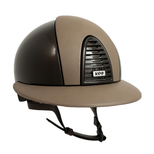 KEP Italia Cromo 2.0 Polish Brown Front and Rear Polo Leather Visor Taupe