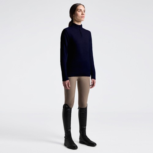 Cavalleria Toscana FW25 CT Pure Wool Women's Half-Zip Turtleneck Sweater